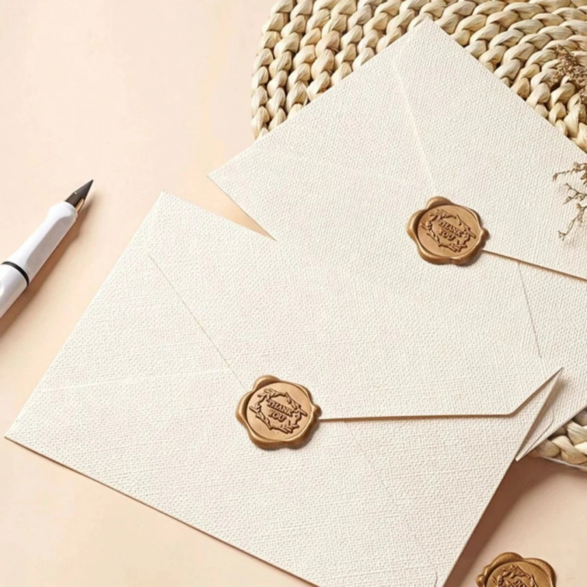 Kraft Paper Envelopes & Letter Sheets with Wax Seal Stickers