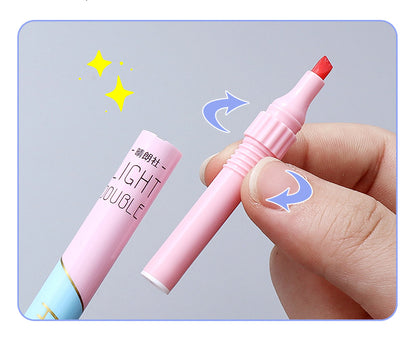 KissButy 6Pcs/Set Highlighter Pen Set Double headed