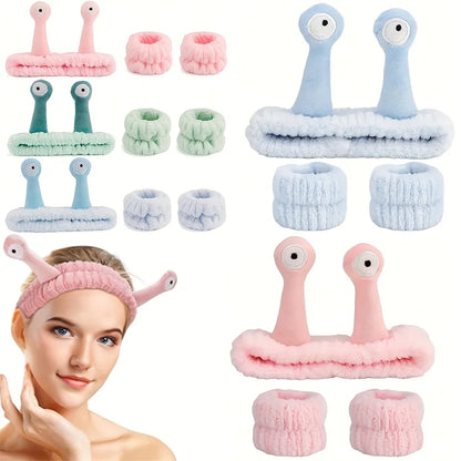 Coral Velvet Spa Headband & Wrist Towel Set