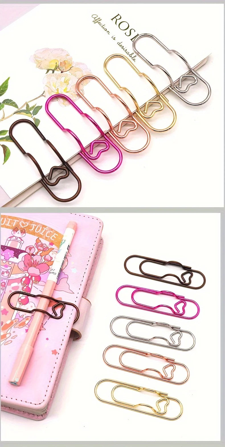 Heart-Shaped Metal Pen Holder Clips