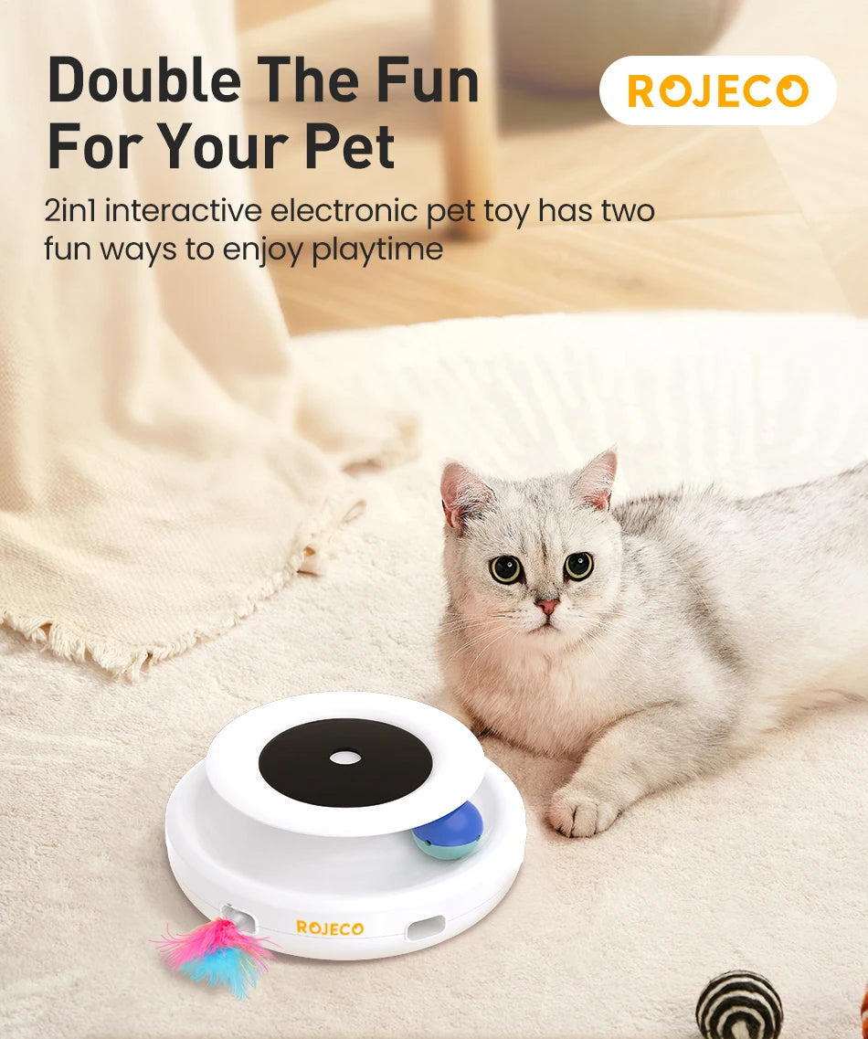 2-in-1 Automatic Cat Teaser & Rolling Ball Toy