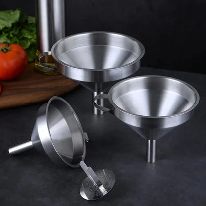 Wide Mouth Kitchen Funnel & Fine Mesh Strainer for Liquids and Powders