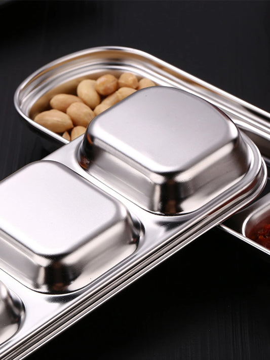 Stainless Steel Divided Condiment Serving Tray