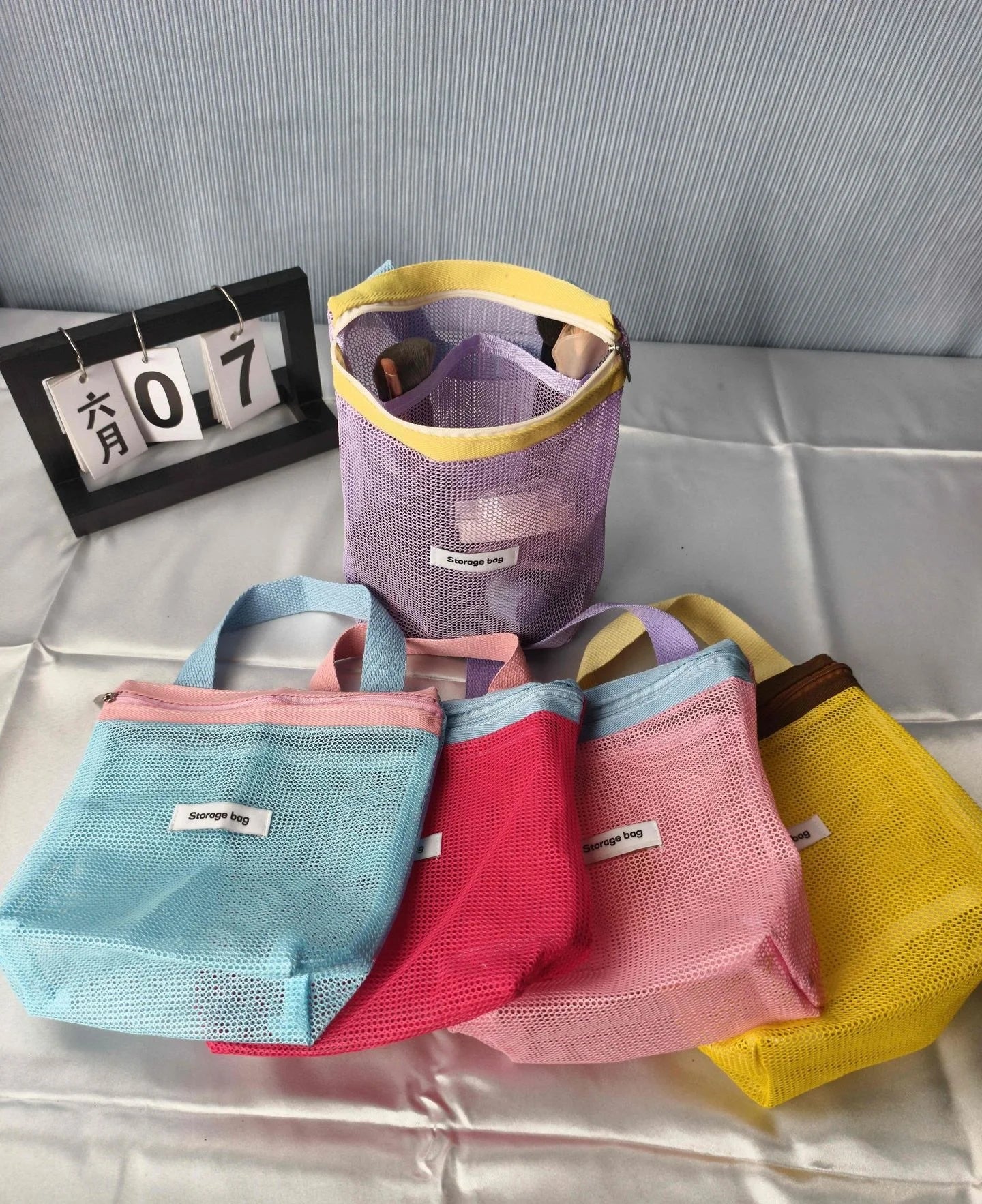 Vibrant Mesh Beach Tote Bag