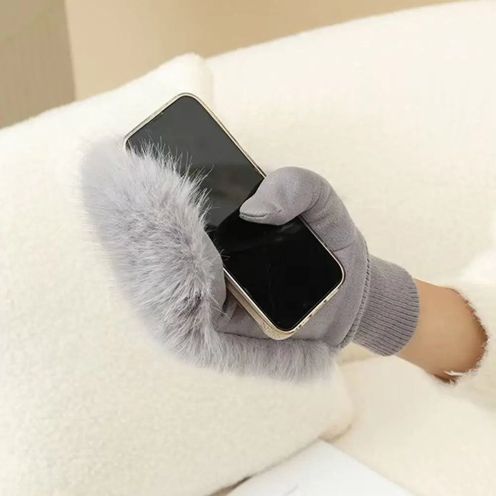 Women’s Rabbit Fur Style Winter Gloves