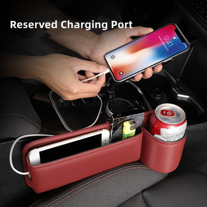 Leather Car Seat Gap Organizer with Storage Pocket