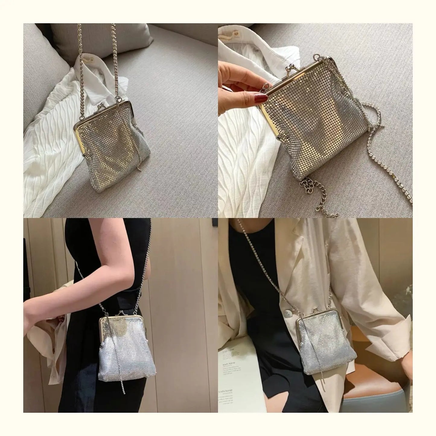 Metallic Sequin Kiss-Lock Bag