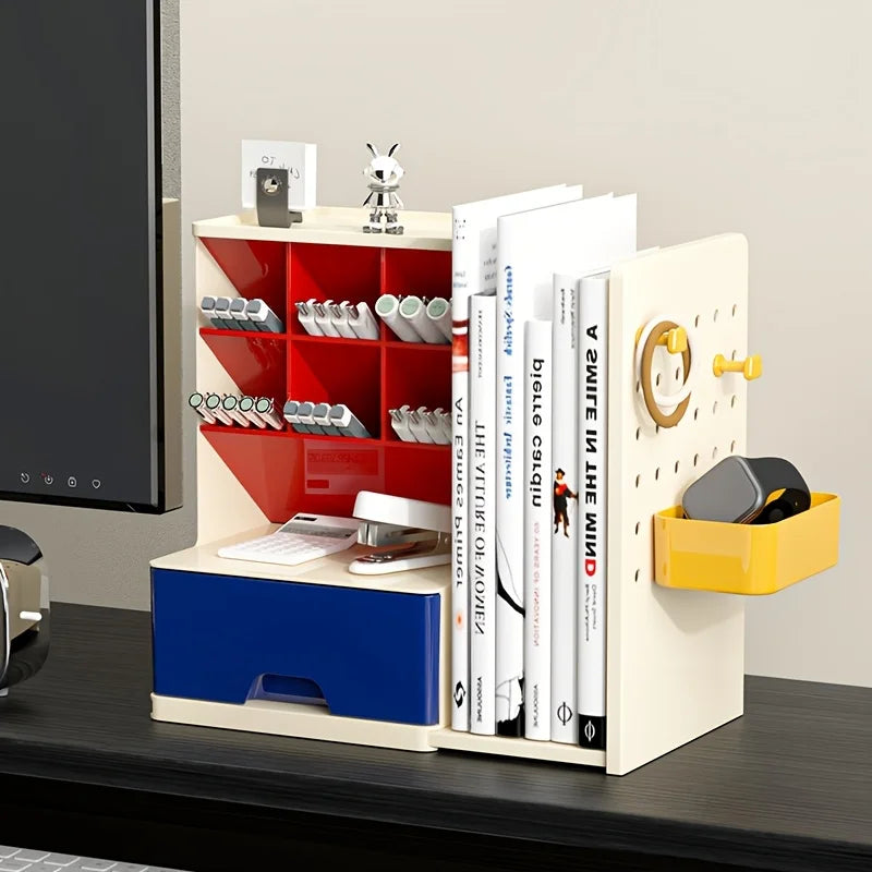 Multifunctional Desk Organizer with Retractable Bookend