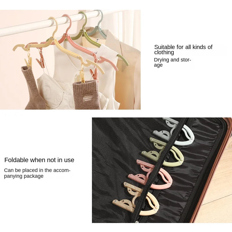 Portable Folding Travel Hanger with Sock Clips