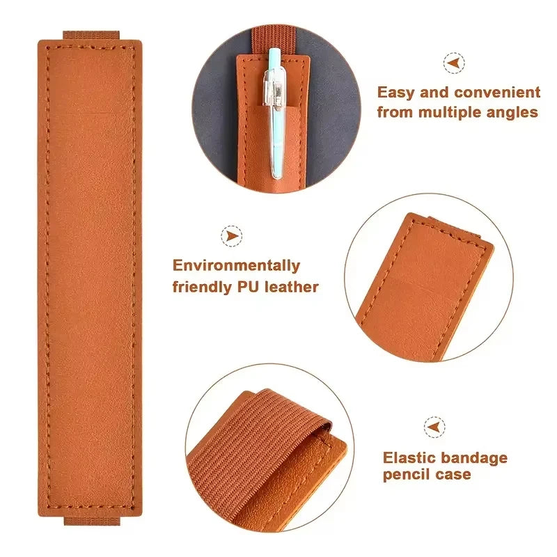 Leather Adjustable Elastic Pen Holder