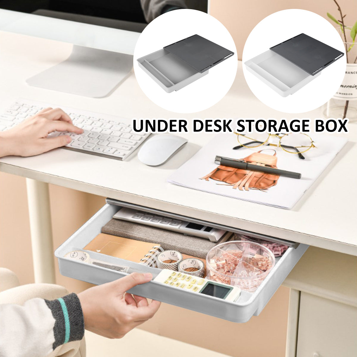 Under Desk Hidden Storage Drawer