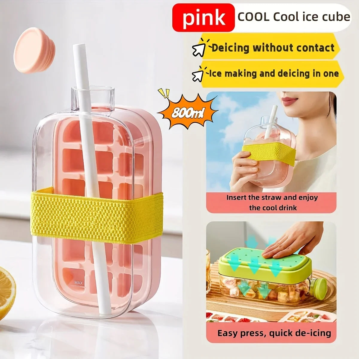 2-in-1 Ice Cube Cup with Straw