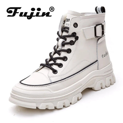 Fujin 3.5cm Genuine Leather Cow Platform Sneakers