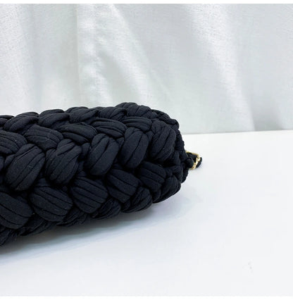Woven Cotton Chain Crossbody Handbag