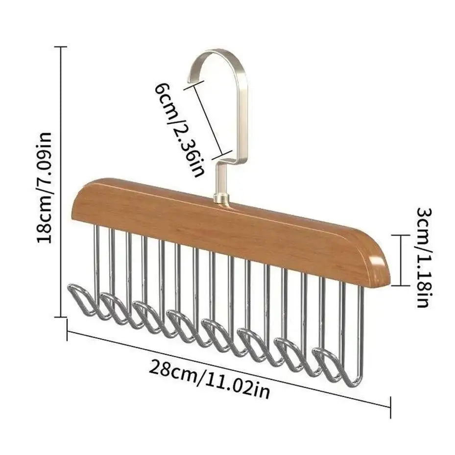 Solid Wood 8-Hook Multi-Purpose Clothes & Accessory Hanger