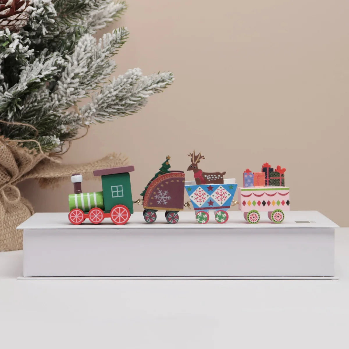 Wooden Christmas Train Tabletop Decoration