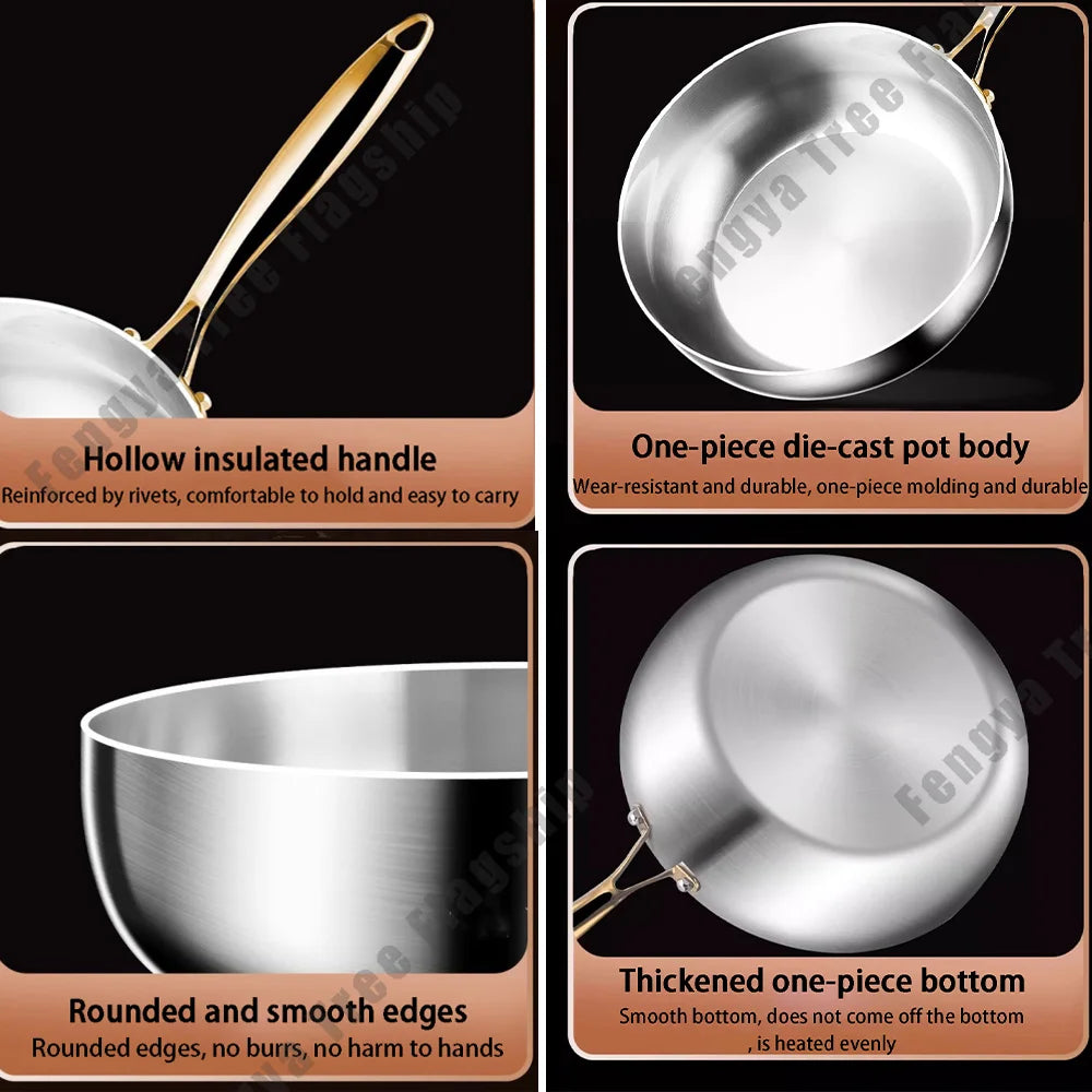 316 Stainless Steel Deep Frying Pan / Wok Skillet