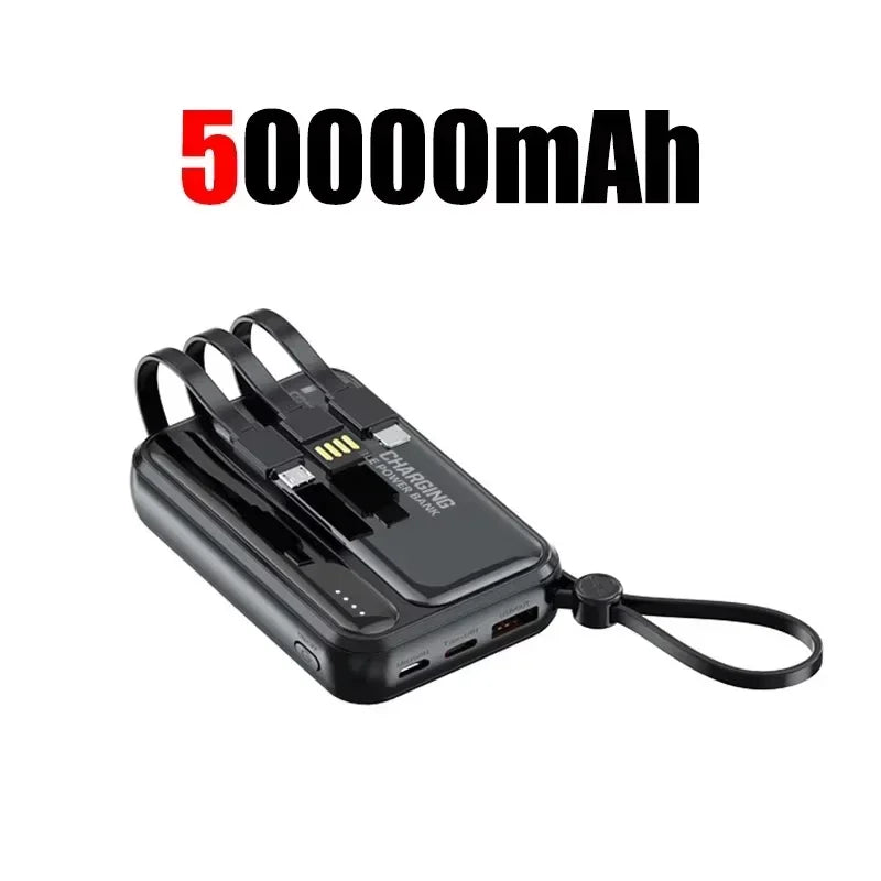 Portable Power Bank with Built-In Charging Cables