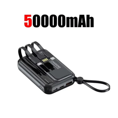 Portable Power Bank with Built-In Charging Cables