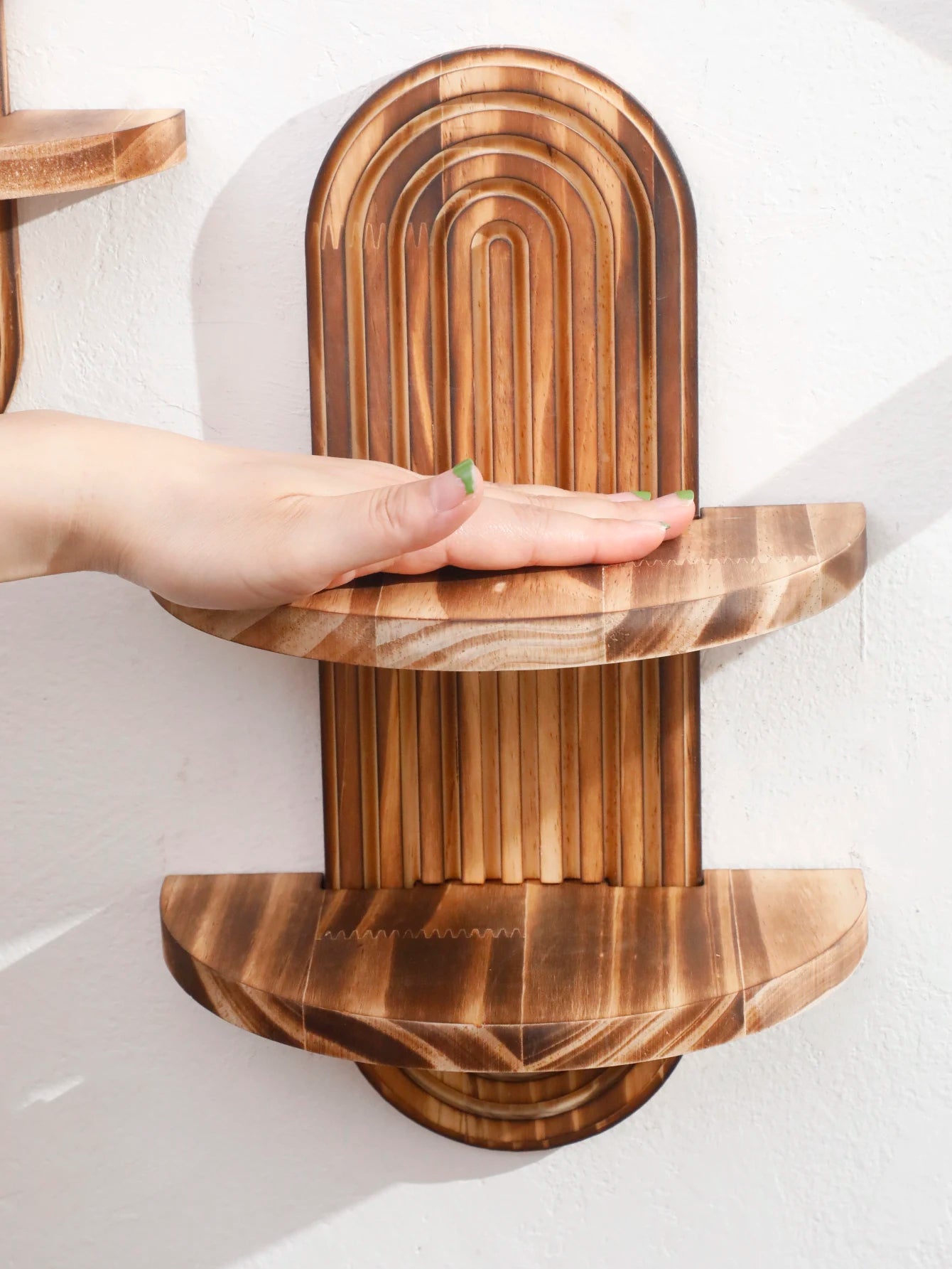 Geometric Natural Wood Wall Mounted Display Shelf