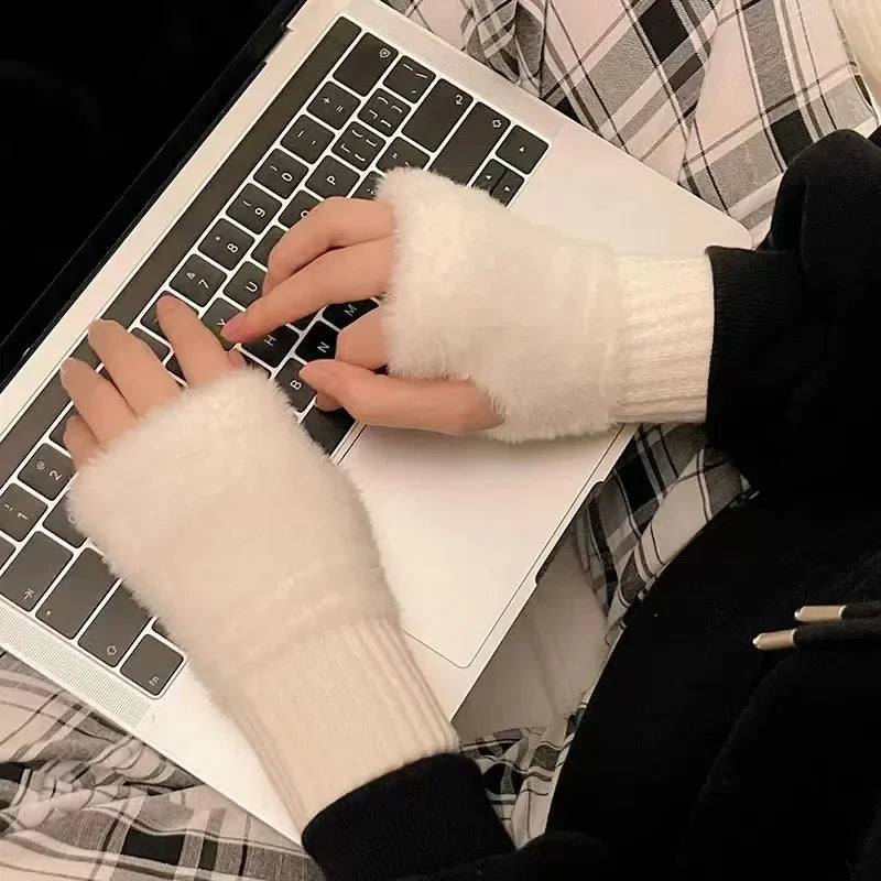 Fleece Half Finger Gloves