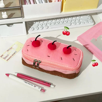 Plush Cherry Cake Large Capacity Pencil Case