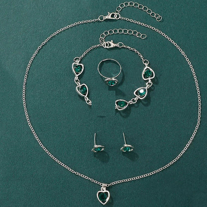 Women’s Heart Rhinestone Watch Jewelry Set