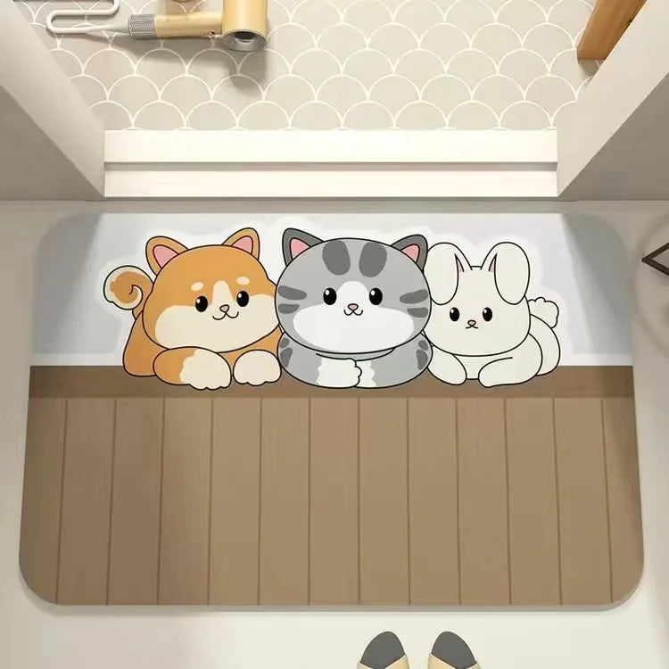 Cute Cartoon Diatomaceous Bathroom Floor Mat