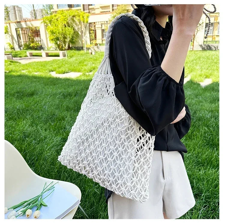 Handwoven Mesh Summer Tote Bag