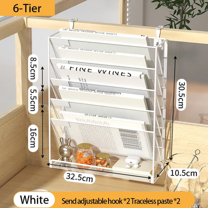Mesh Desk File Organizer, 5-Tier Vertical Document Tray with Wall Mount Option