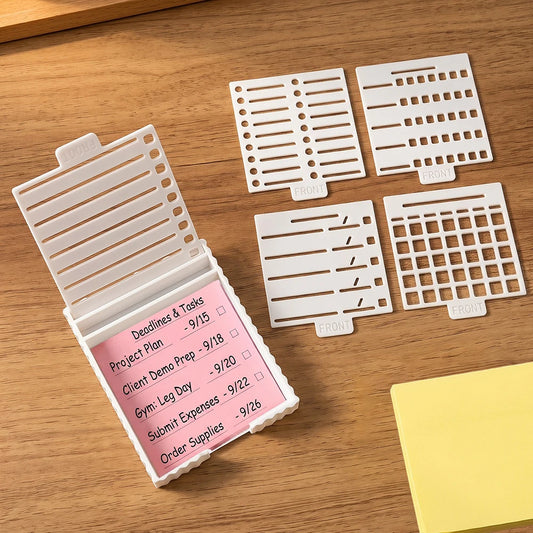 5-in-1 Sticky Note Holder with Templates for Desk