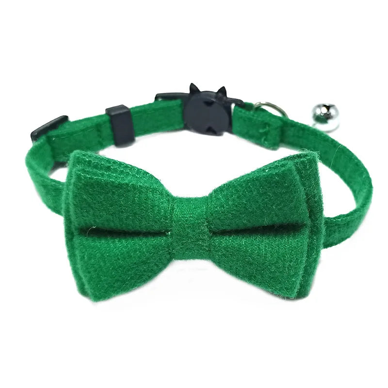 Plaid Cat Collar with Bow Tie & Bell – Adjustable Breakaway Pet Collar