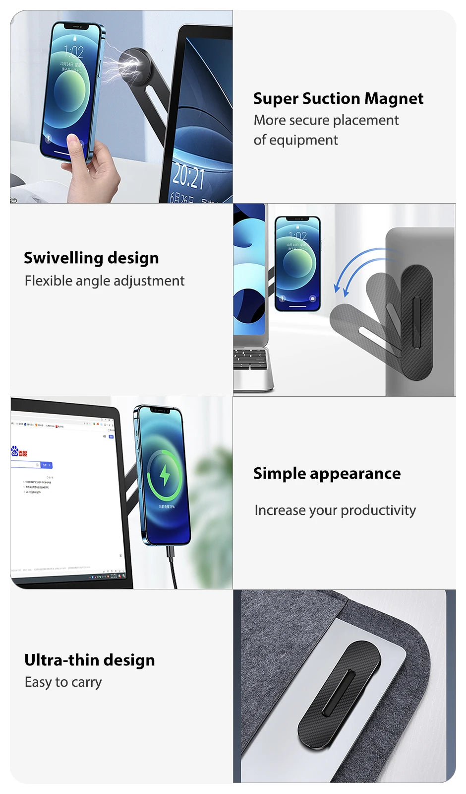 Magnetic Laptop Phone Mount