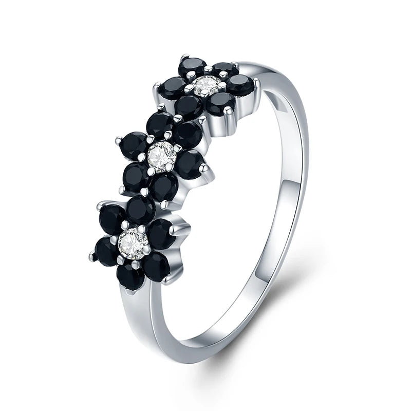 Black Awn Jewelry Flower Bague Wedding Ring
