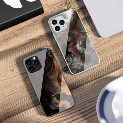 Tempered Glass Marble Effect iPhone Case