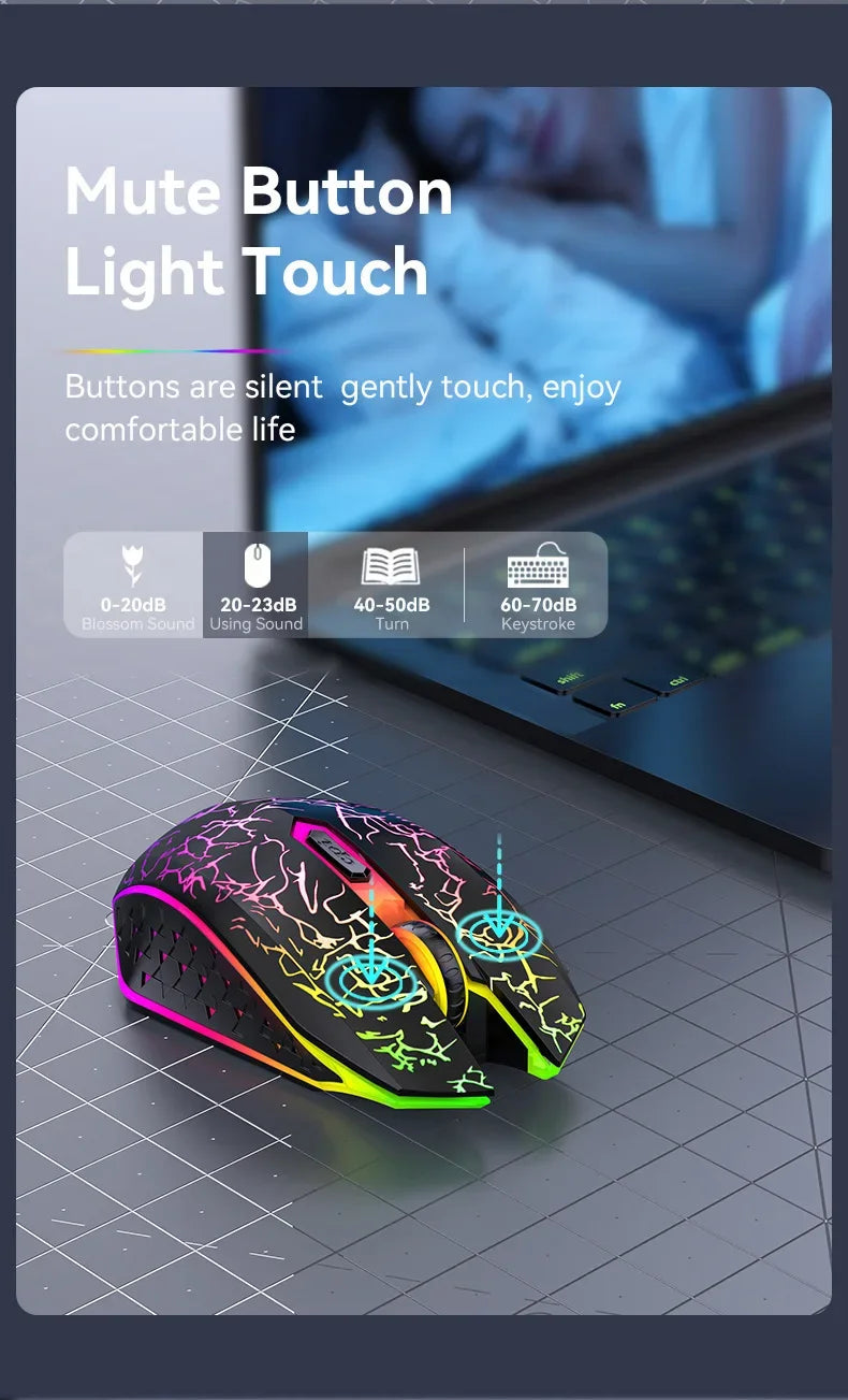 Silent RGB Wireless Gaming Mouse with Type-C Charging