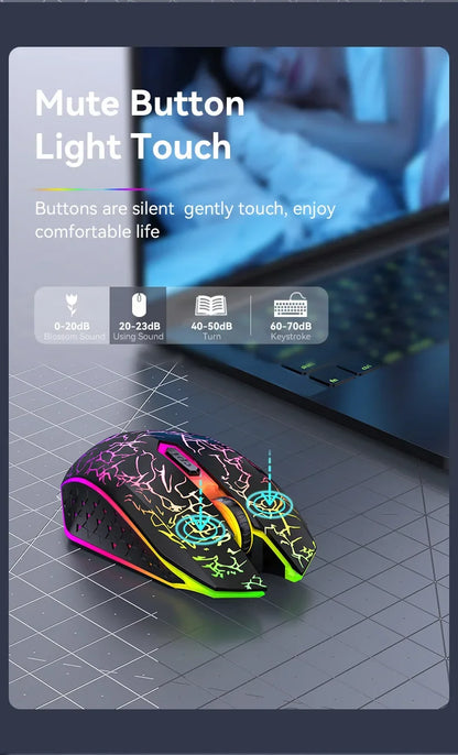Silent RGB Wireless Gaming Mouse with Type-C Charging