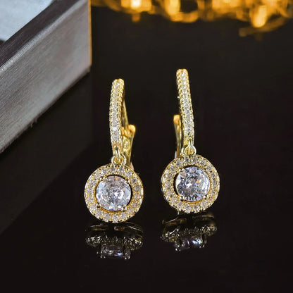 Halo Cubic Zirconia Drop Earrings