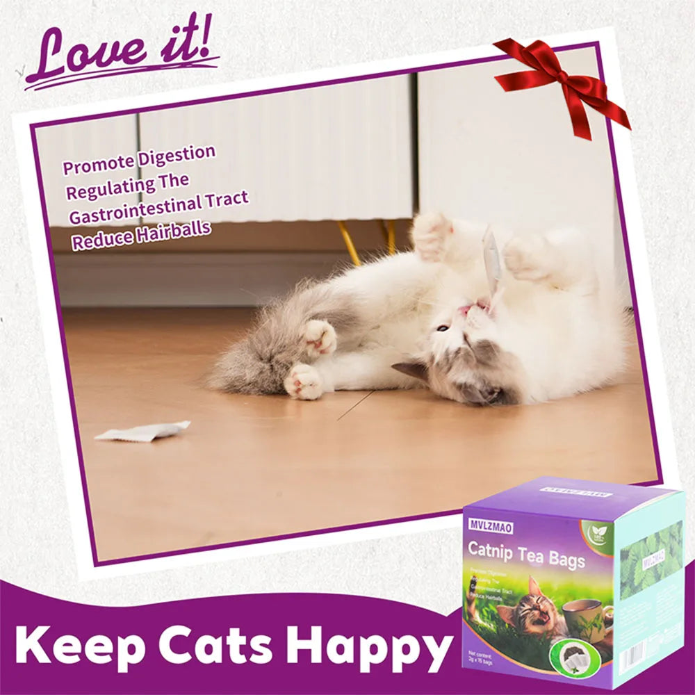 15-Pack Natural Catnip Tea Bags for Cats