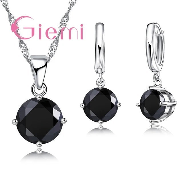 925 Sterling Silver Pendant Necklace Earrings