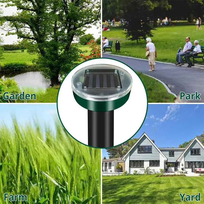 Solar-Powered Ultrasonic Mole, Mouse & Snake Deterrent Stakes