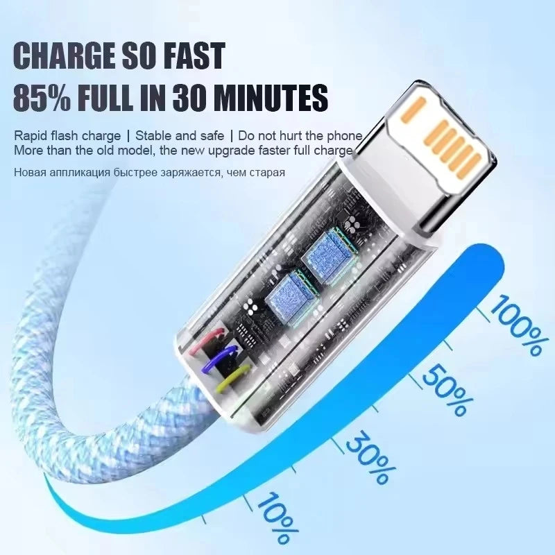 20W Braided Lightning Charging Cable with Reinforced Nylon Weave