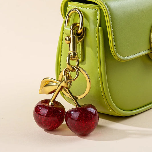 Red Cherry Pendant Keychain Charm