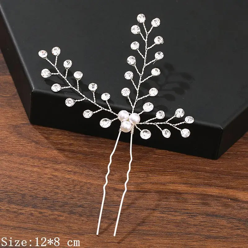 Pearl Rhinestone Flower Hair Pins