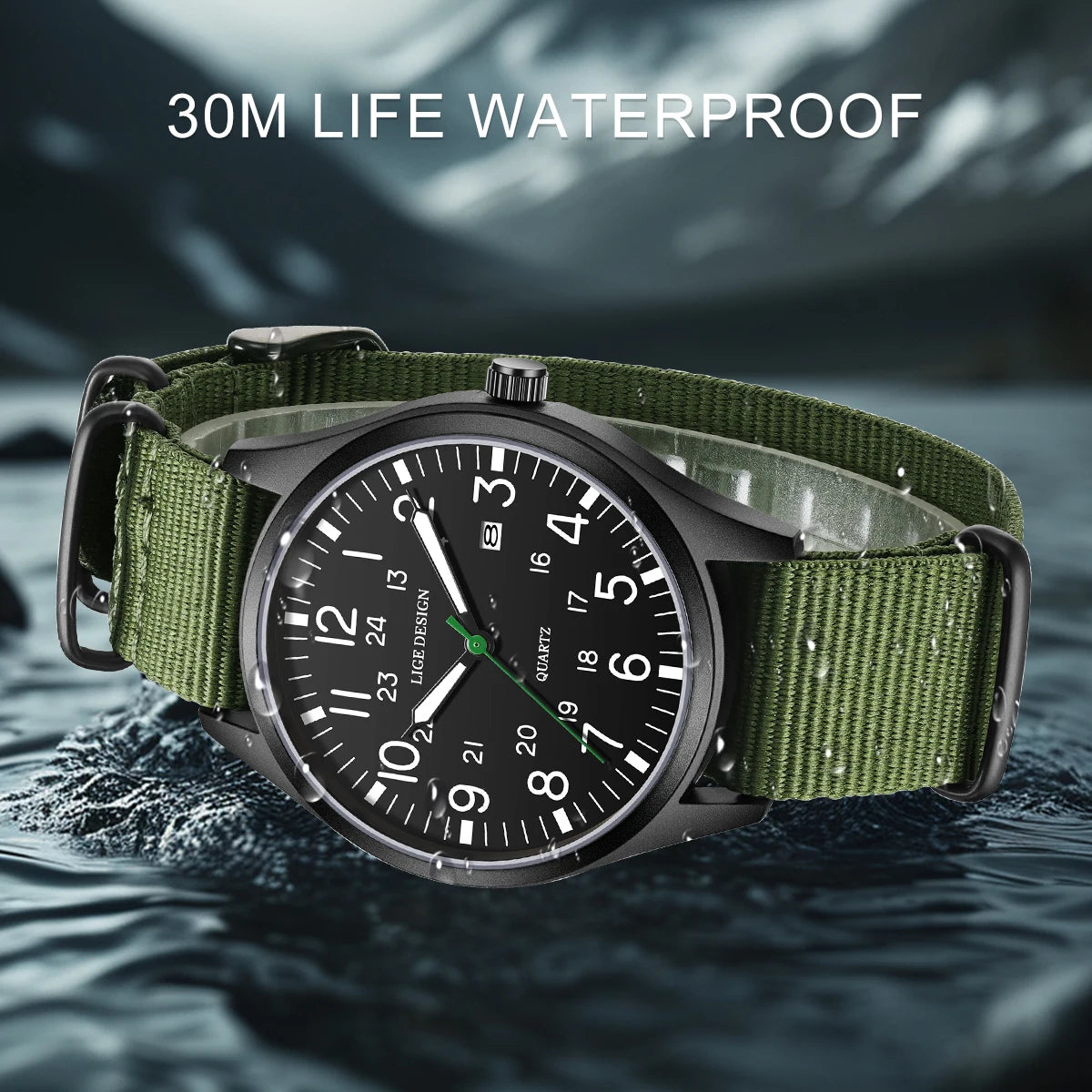 Men's Military Sports Quartz Watch with Nylon Strap