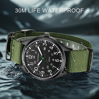 Men's Military Sports Quartz Watch with Nylon Strap