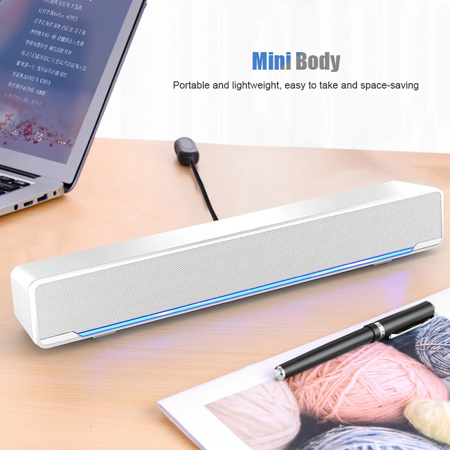 USB Wired Stereo Soundbar Speaker