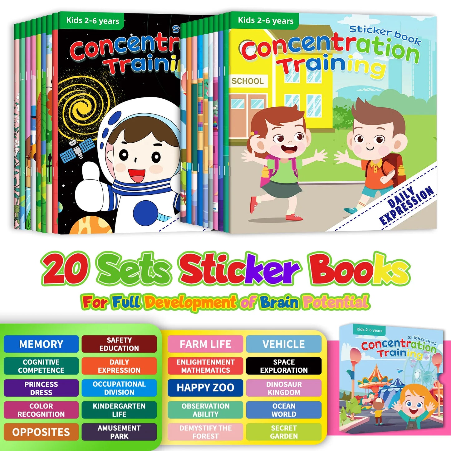 10/20 Volumes Sticker Book for Children Early Education