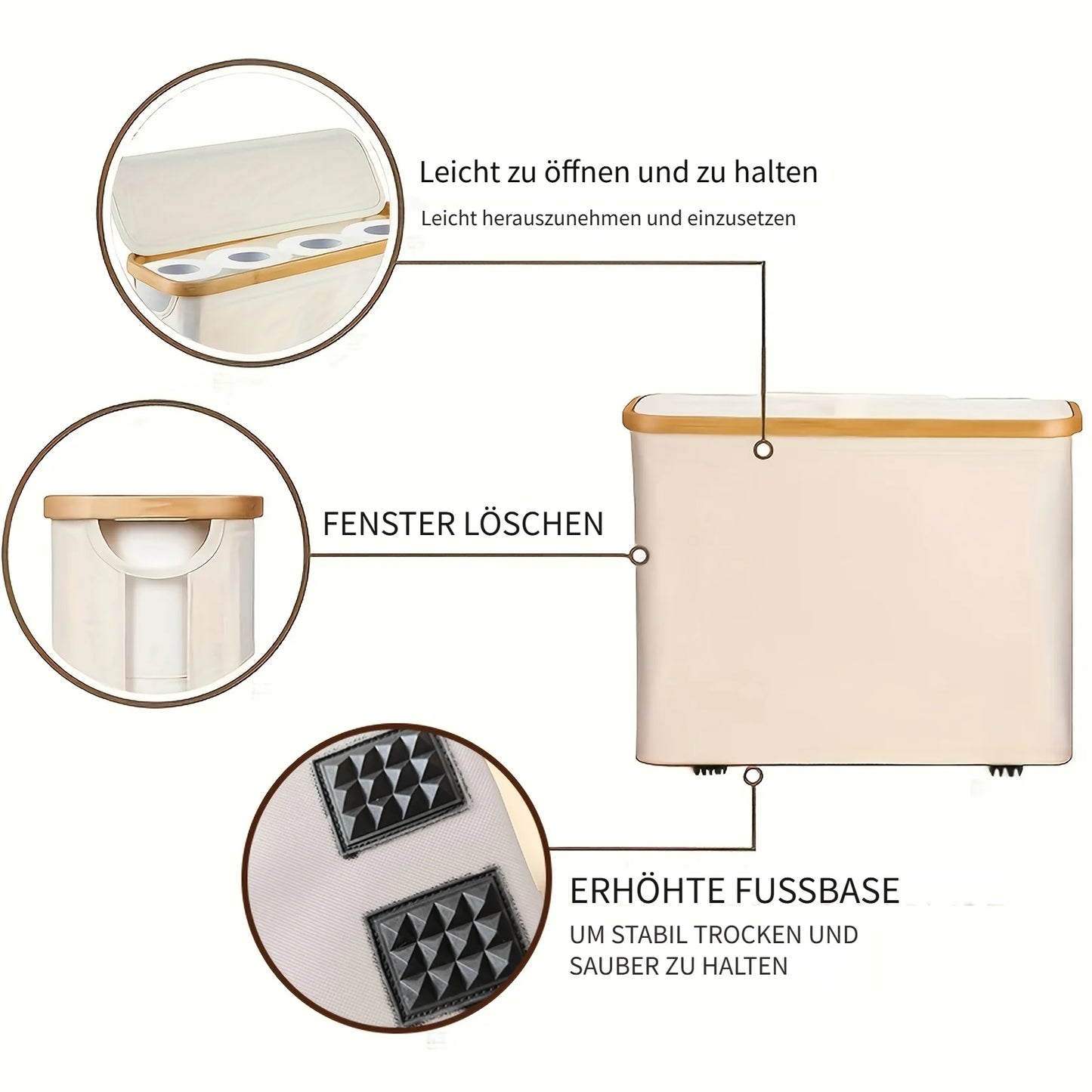 Bamboo Toilet Paper Storage Basket with Lid