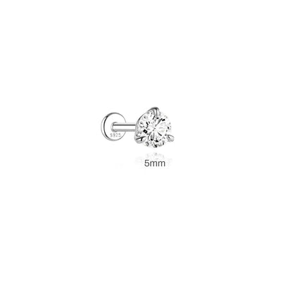925 Sterling Silver Round Moissanite Stud Earring